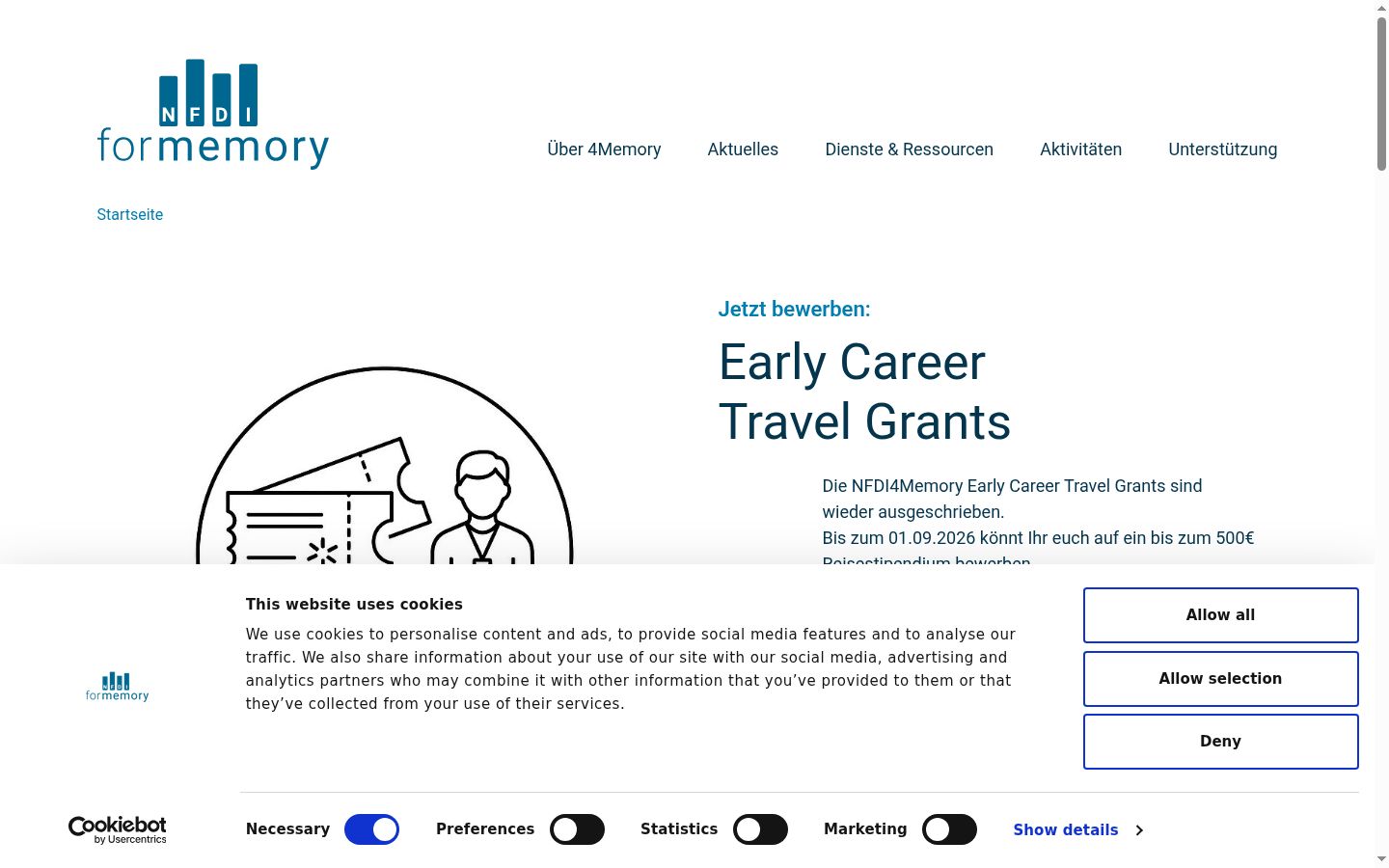 Screenshot of the consent banner shown before any interaction