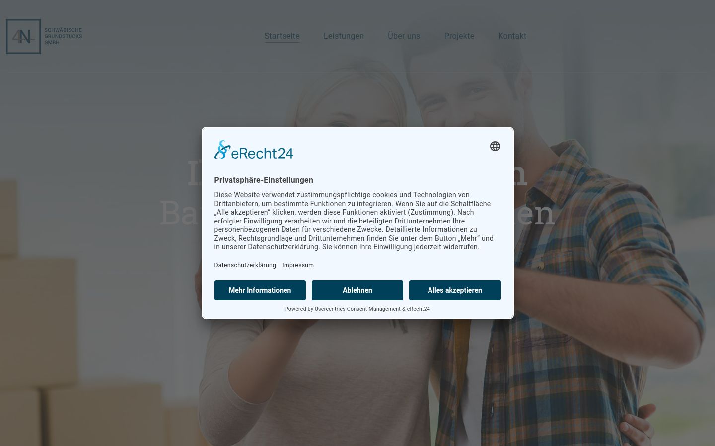 Screenshot van de toestemmingsbanner zoals getoond vóór enige interactie