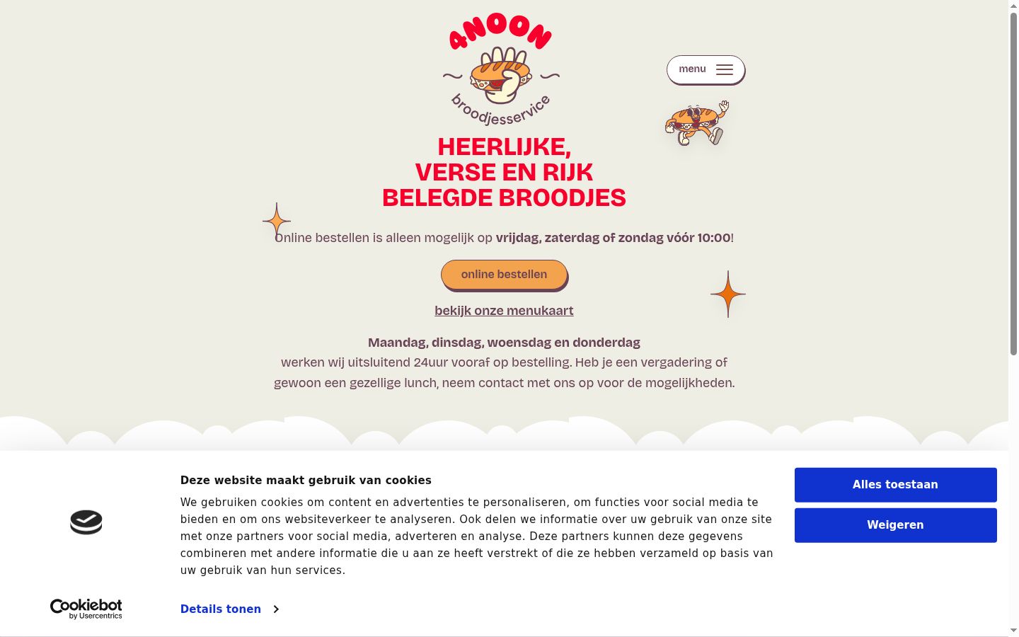 Screenshot del banner di consenso mostrato prima di qualsiasi interazione