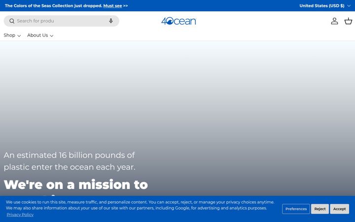 Screenshot of 4ocean.com