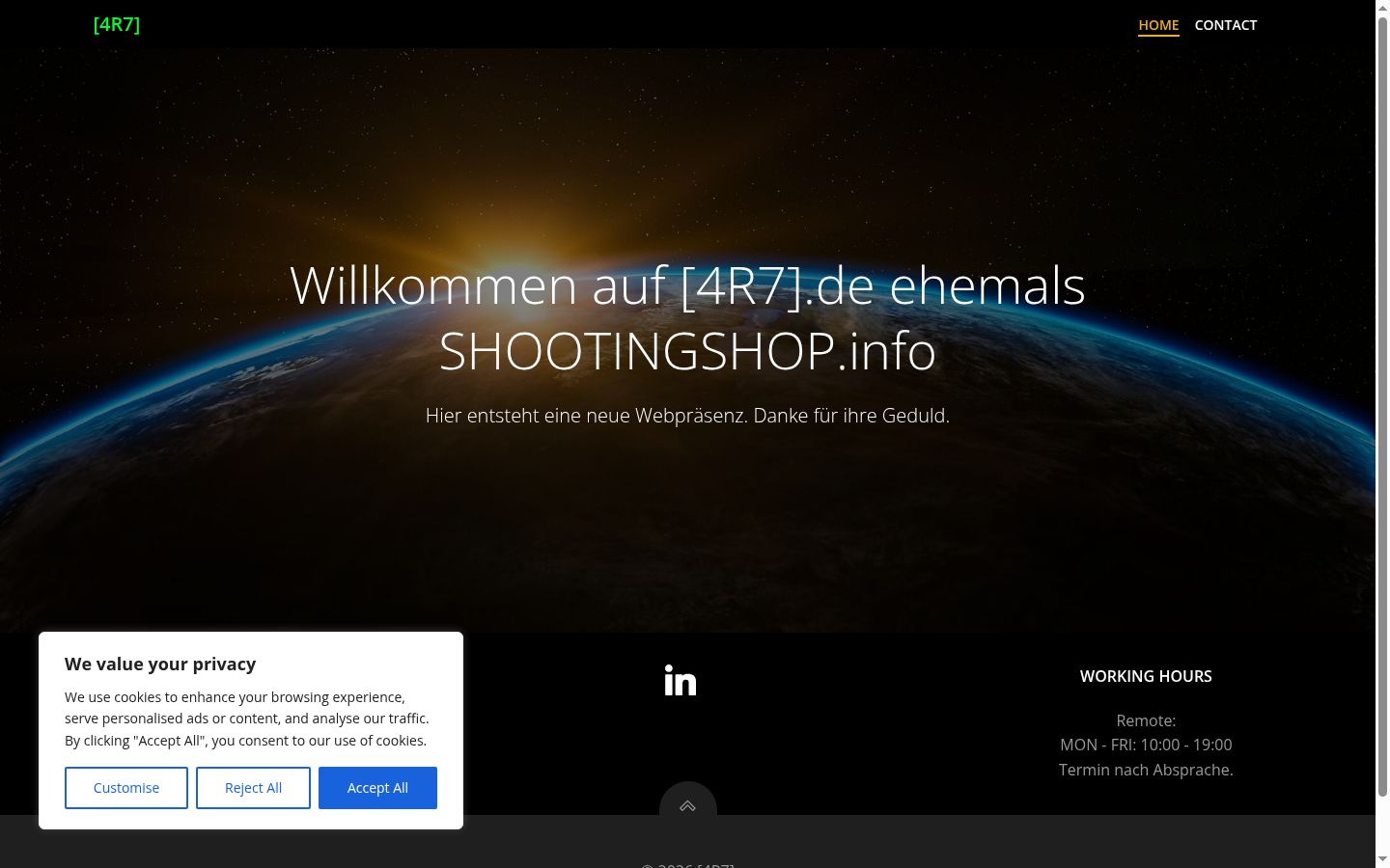 Screenshot del banner di consenso mostrato prima di qualsiasi interazione
