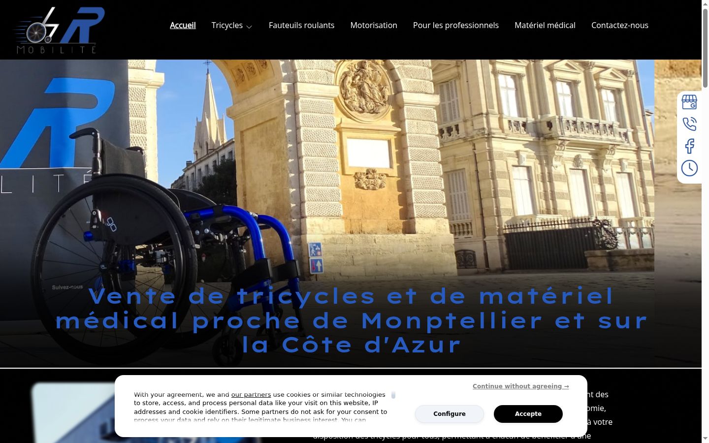 Captura de ecrã do banner de consentimento apresentado antes de qualquer interação