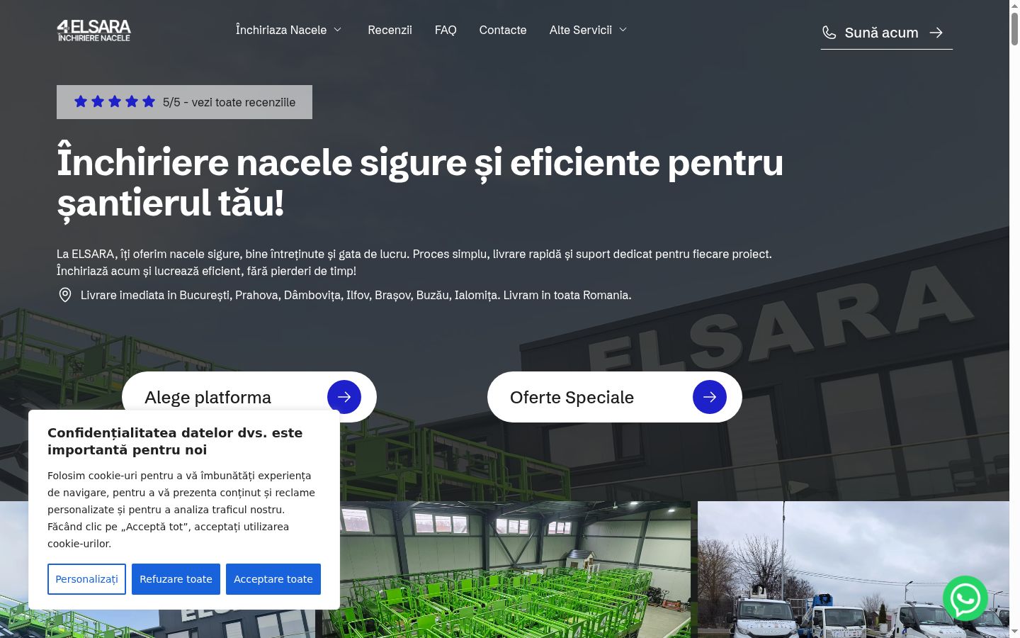Captură de ecran a bannerului de consimțământ afișat înainte de orice interacțiune