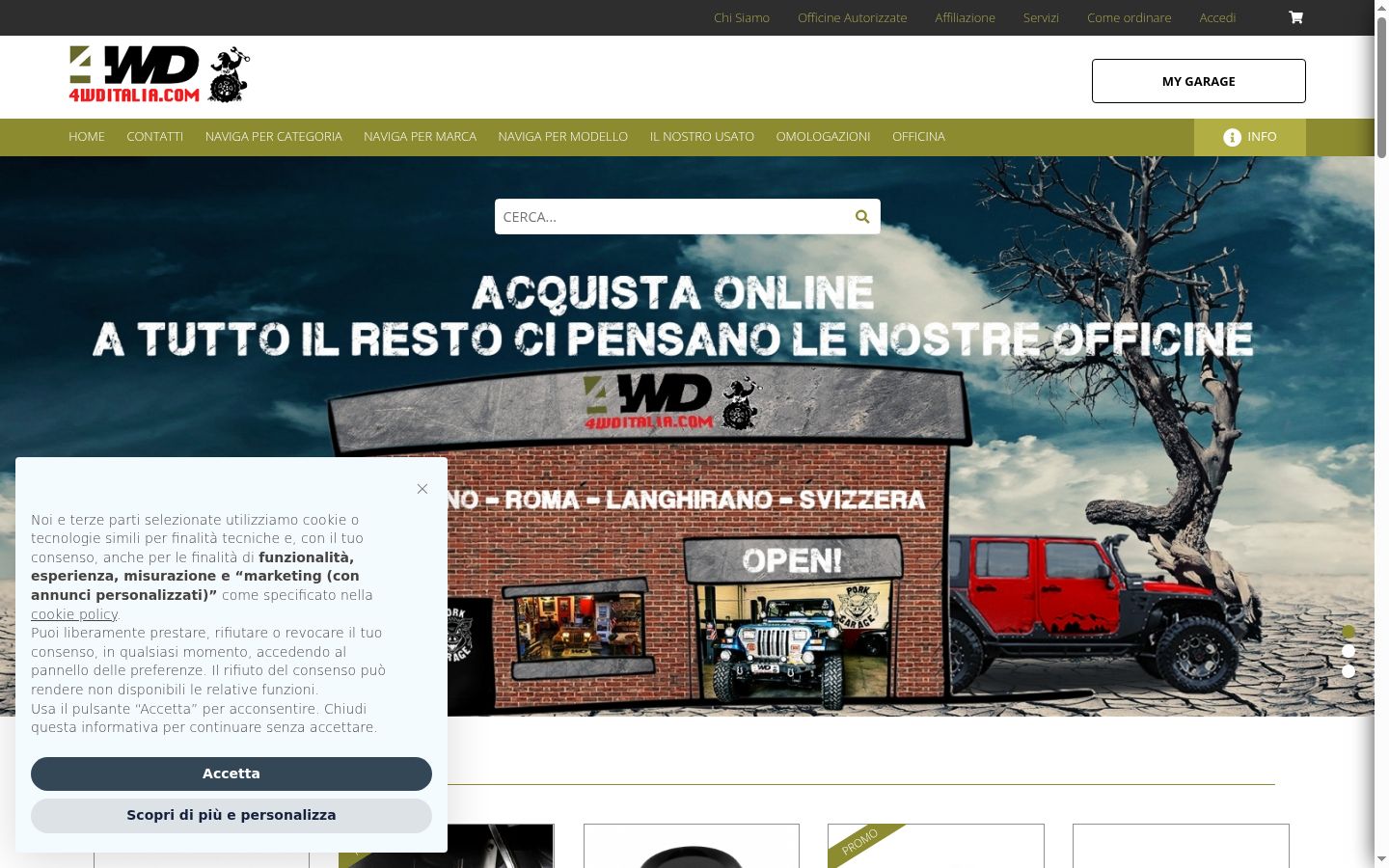 Screenshot del banner di consenso mostrato prima di qualsiasi interazione