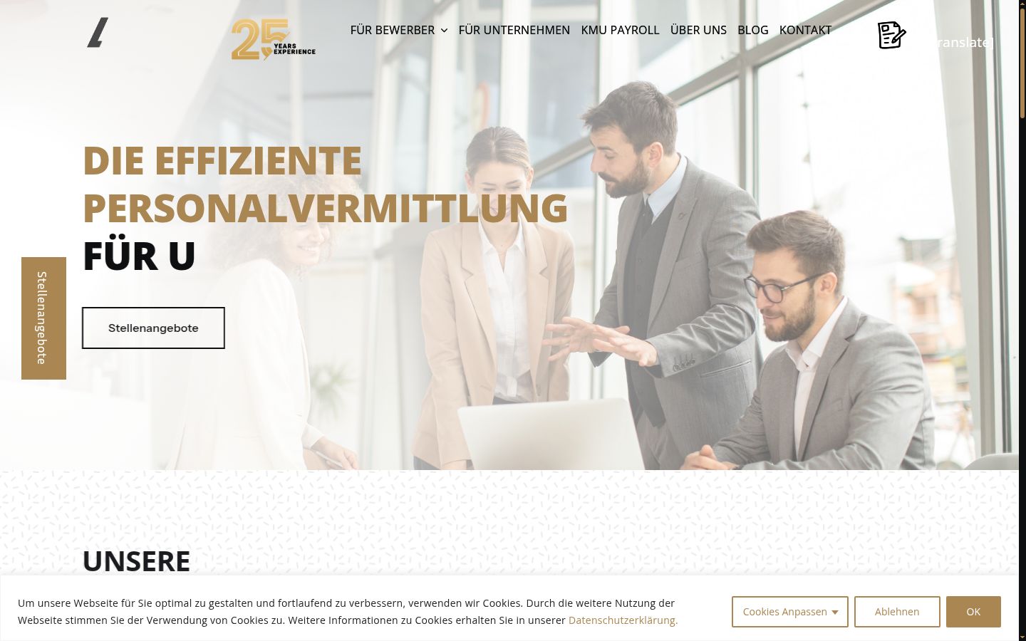 Screenshot des Einwilligungsbanners vor jeglicher Interaktion