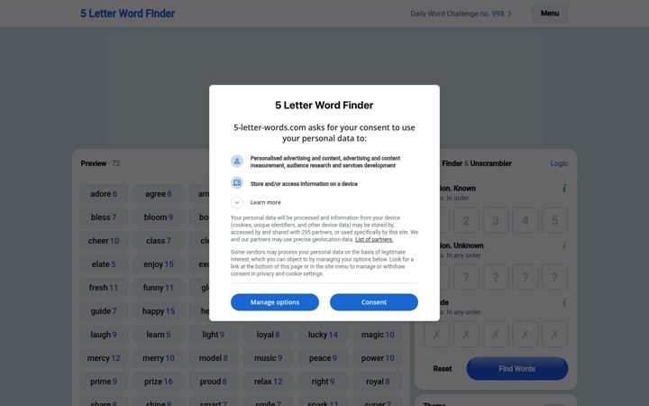 Screenshot of 5-letter-words.com
