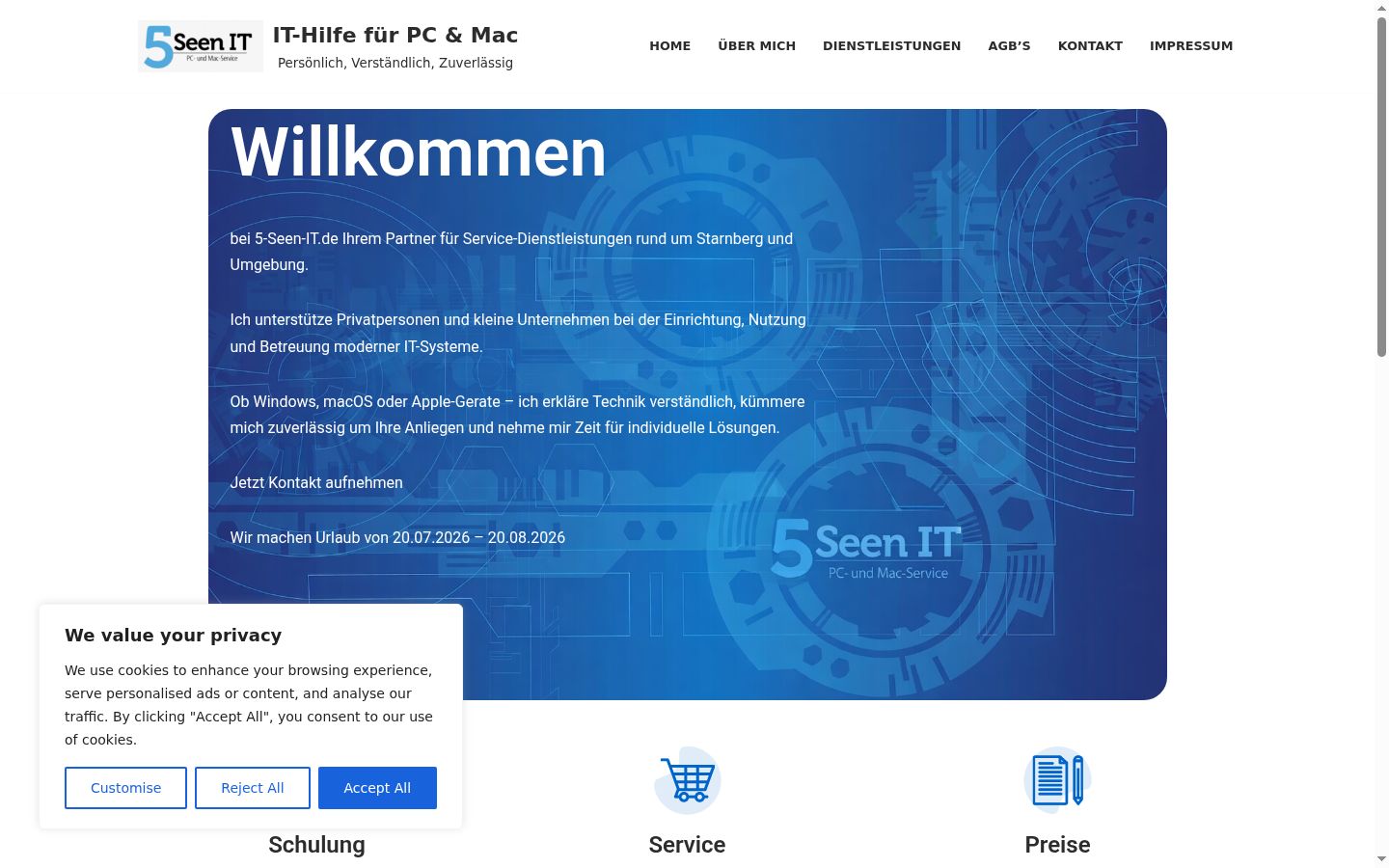 Screenshot van de toestemmingsbanner zoals getoond vóór enige interactie