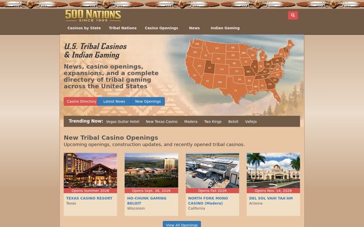 Screenshot of 500nations.com