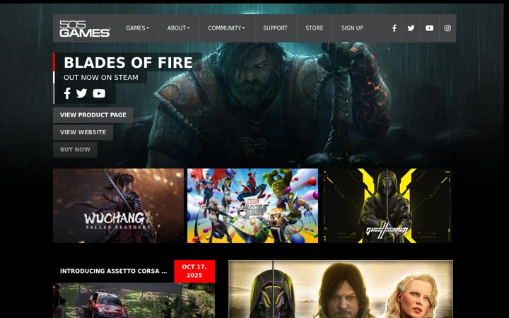 Screenshot of 505games.com