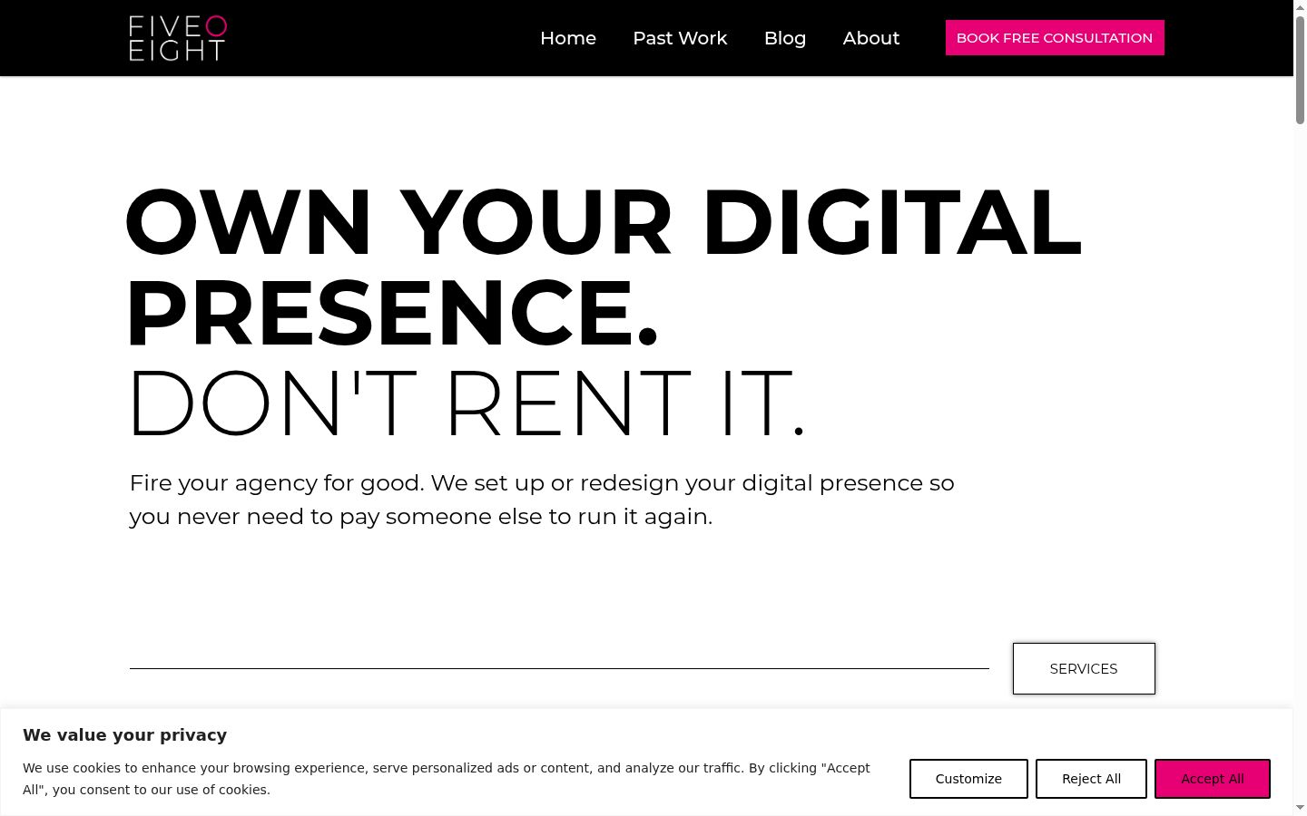 Screenshot del banner di consenso mostrato prima di qualsiasi interazione