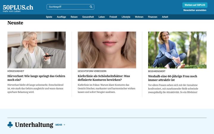 Screenshot of 50plus.ch