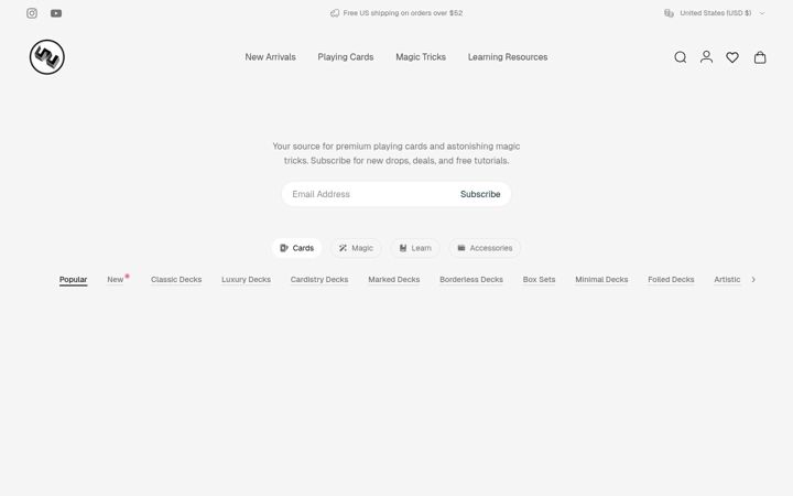 Kuvakaappaus sivustosta 52kards.com