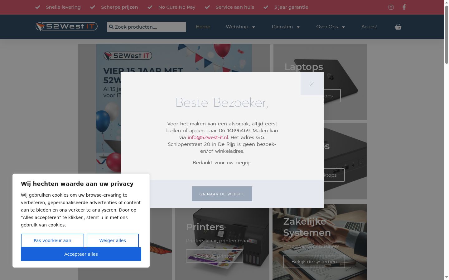 Capture d'écran de la bannière de consentement affichée avant toute interaction