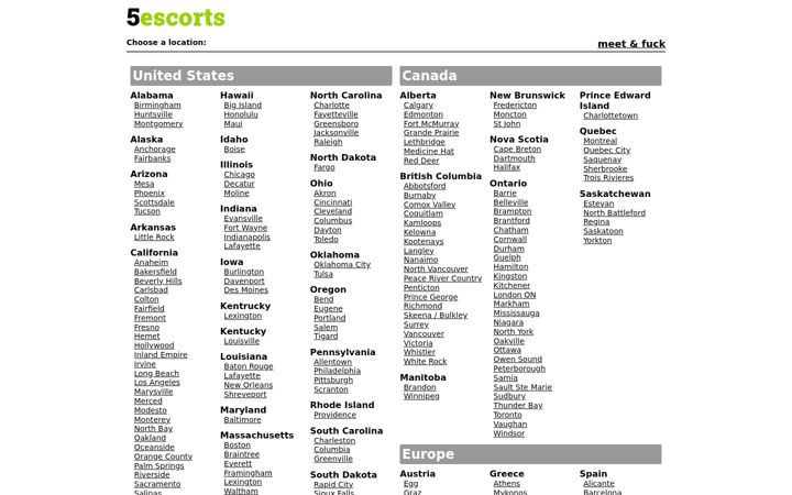 Screenshot of 5escorts.com