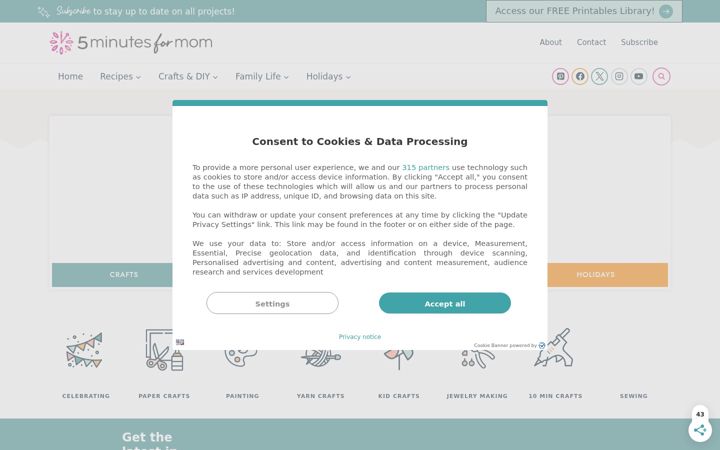 Screenshot of 5minutesformom.com
