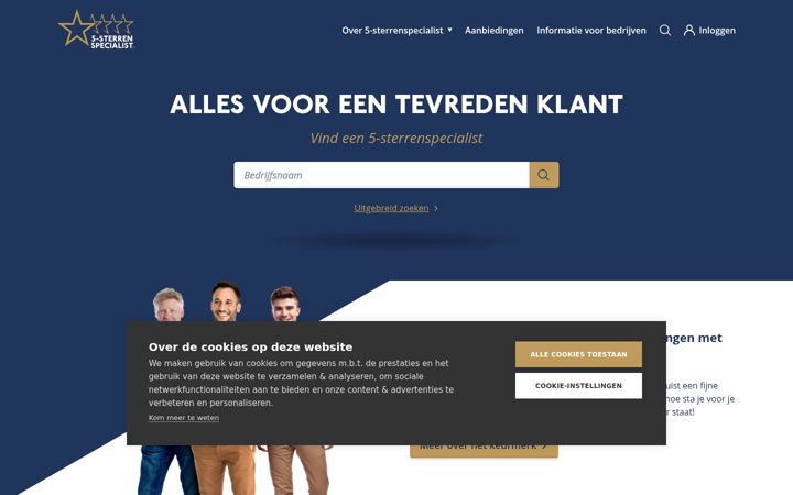 Screenshot van 5sterrenspecialist.nl