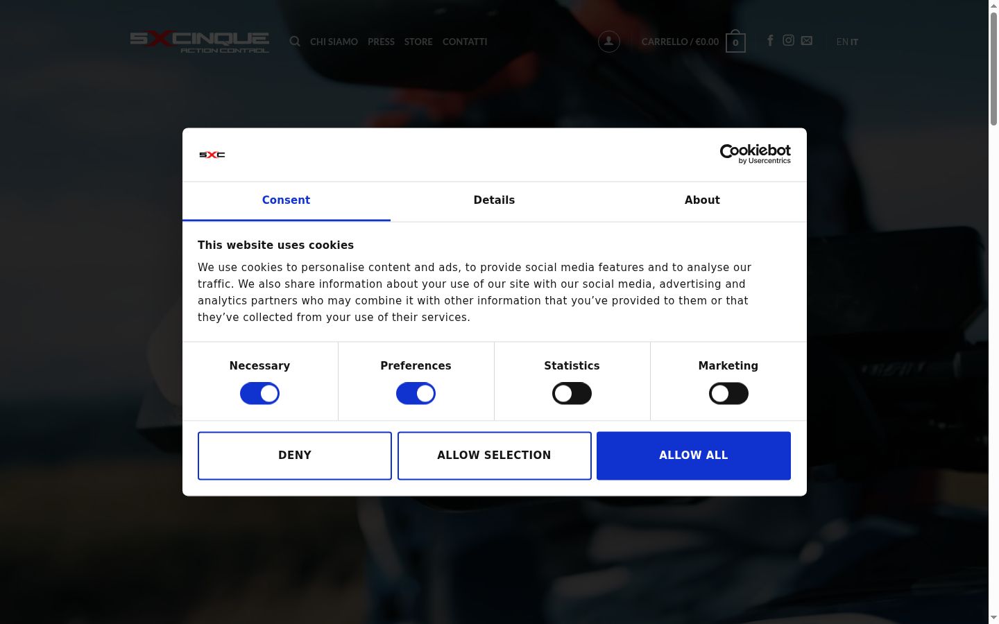 Sutikimo reklamjuostės, rodytos prieš bet kokią sąveiką, ekrano kopija