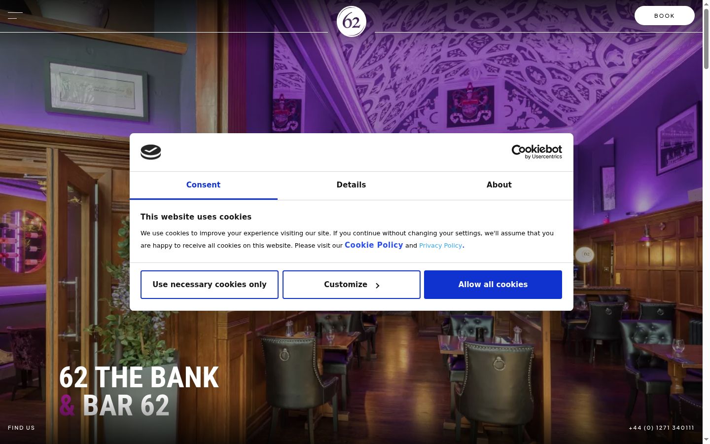 Screenshot del banner di consenso mostrato prima di qualsiasi interazione