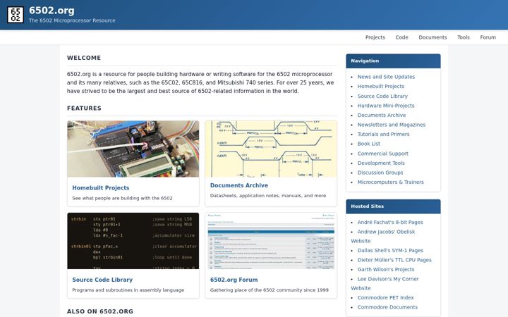 Screenshot of 6502.org