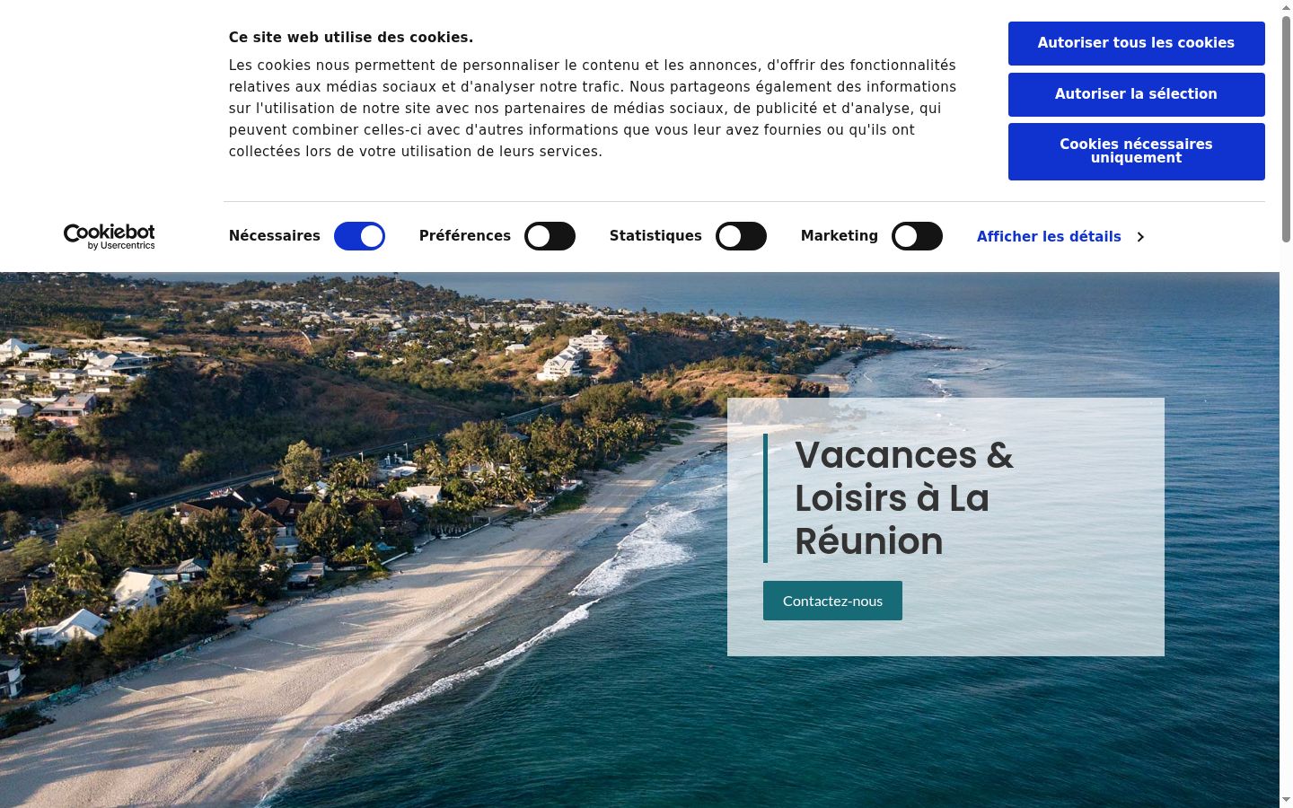 Capture d'écran de la bannière de consentement affichée avant toute interaction