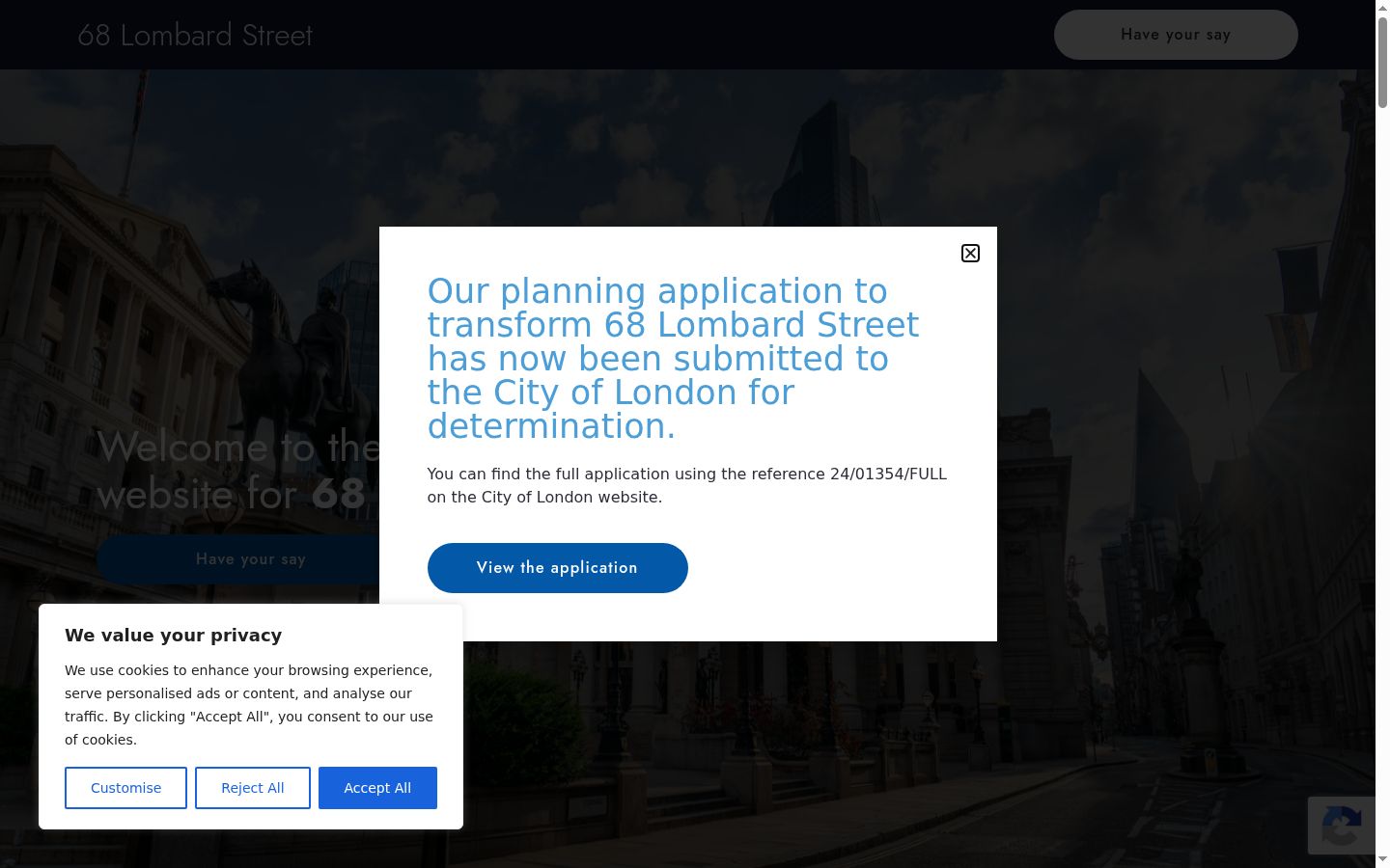 Screenshot of the consent banner shown before any interaction
