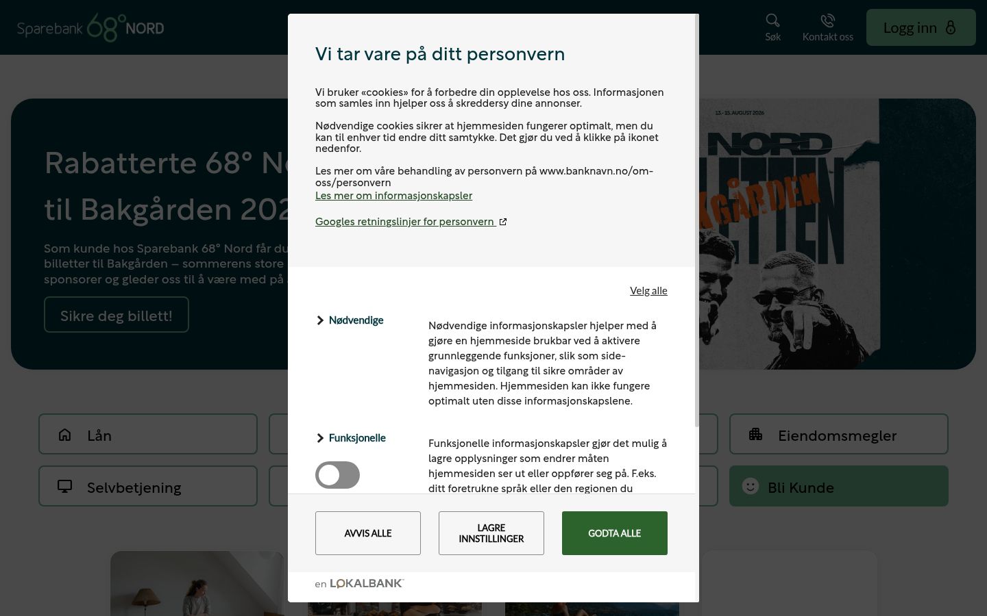 Sutikimo reklamjuostės, rodytos prieš bet kokią sąveiką, ekrano kopija