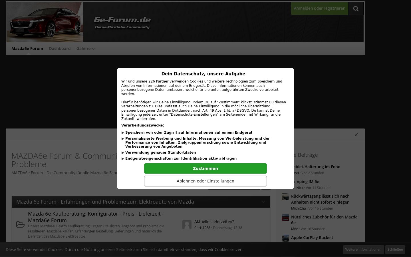Screenshot tal-banner tal-kunsens muri qabel kwalunkwe interazzjoni