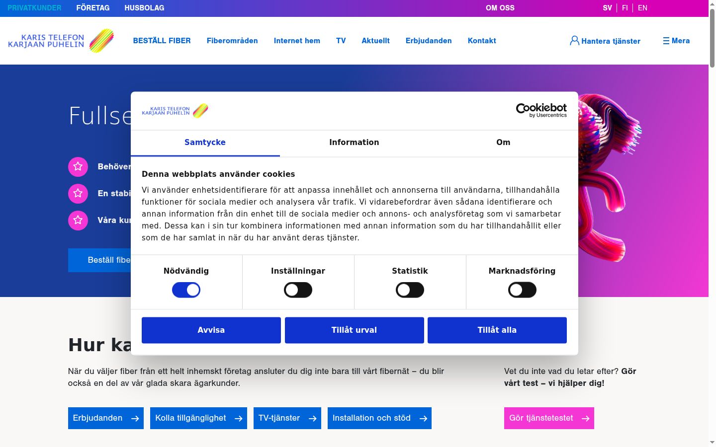 Screenshot of the consent banner shown before any interaction