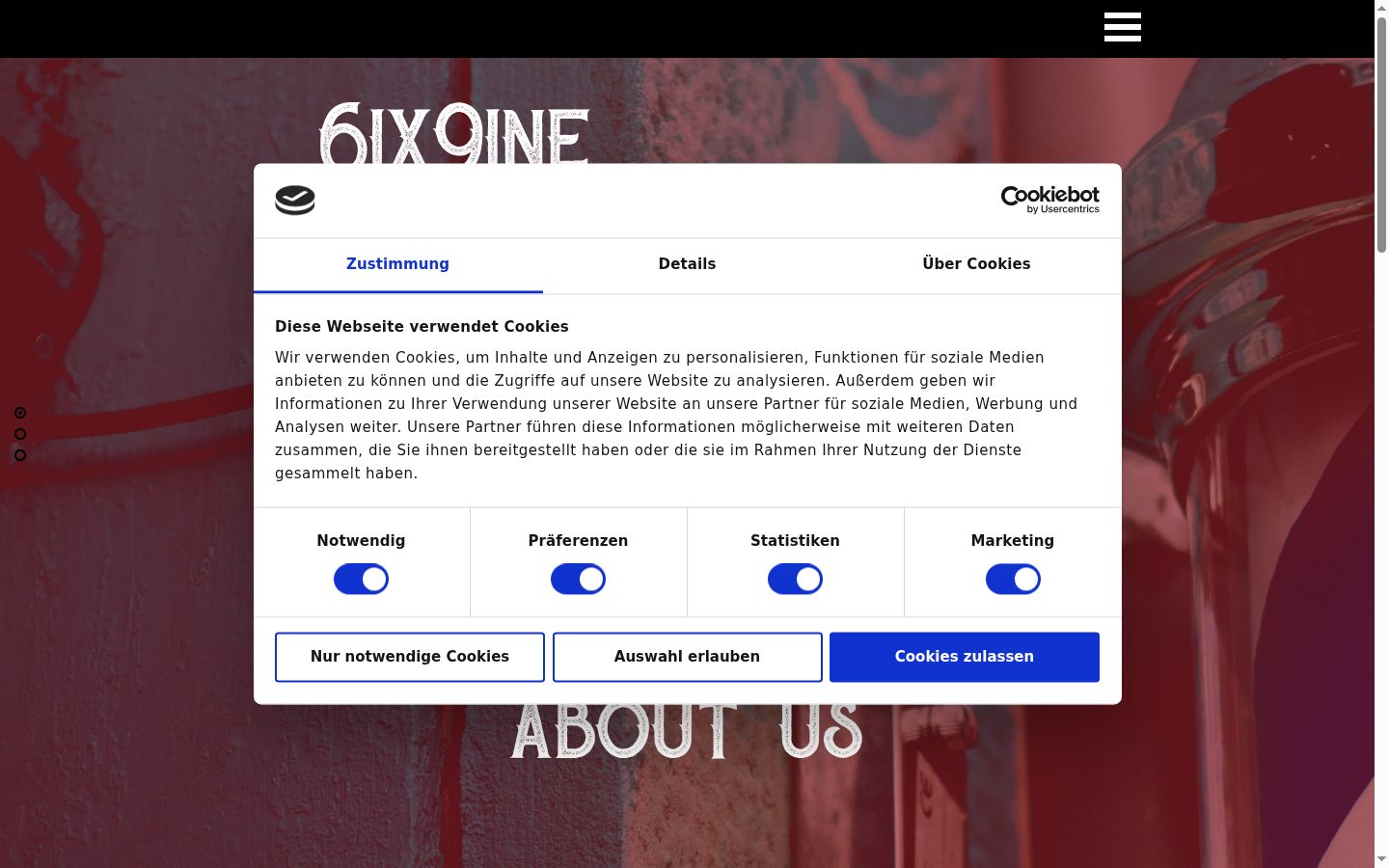 Screenshot of the consent banner shown before any interaction