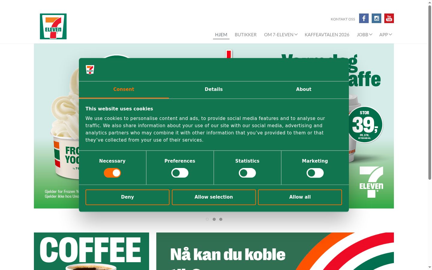 Screenshot des Einwilligungsbanners vor jeglicher Interaktion