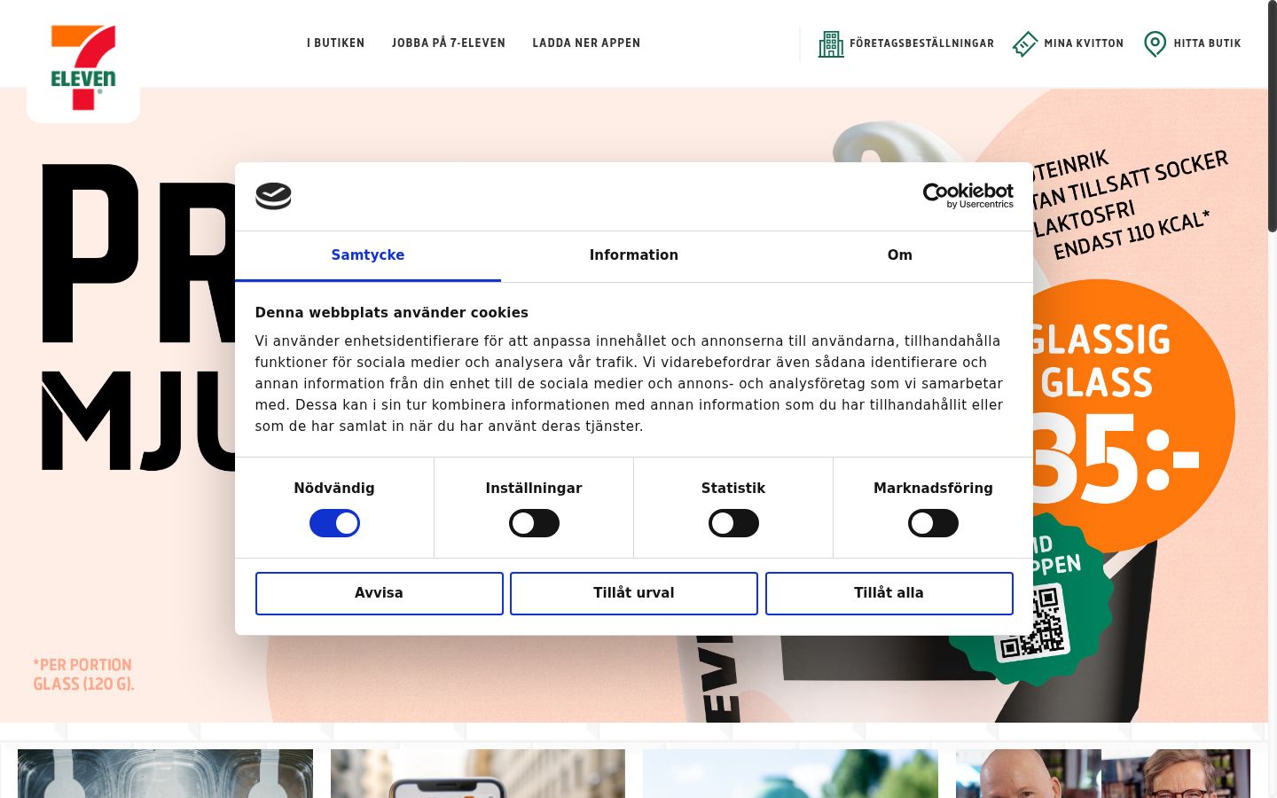 Sutikimo reklamjuostės, rodytos prieš bet kokią sąveiką, ekrano kopija