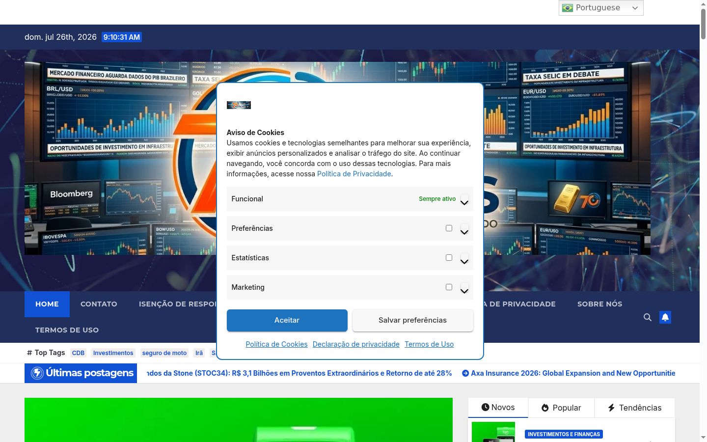Screenshot of the consent banner shown before any interaction