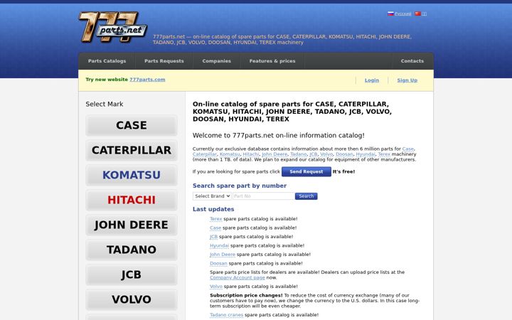 Screenshot of 777parts.net