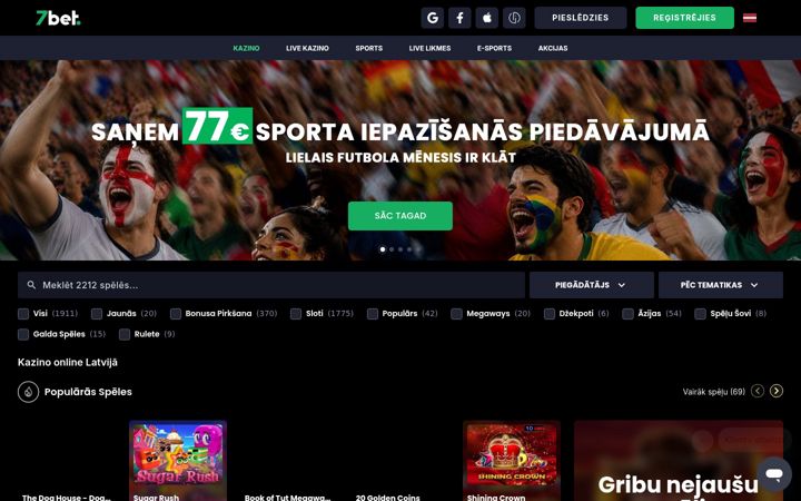 Screenshot of 7bet.lv