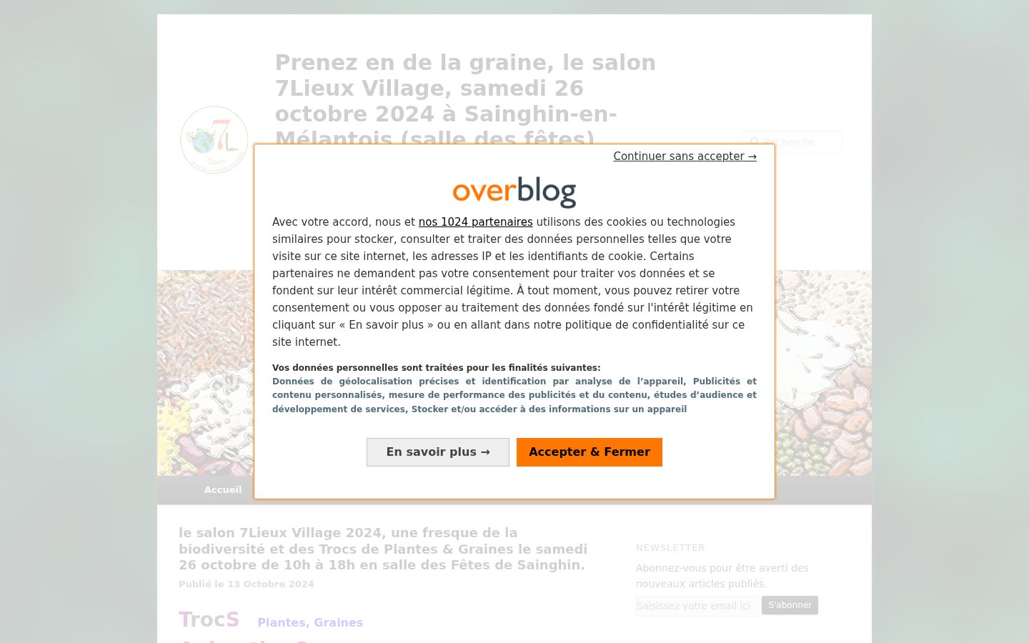 Screenshot del banner di consenso mostrato prima di qualsiasi interazione