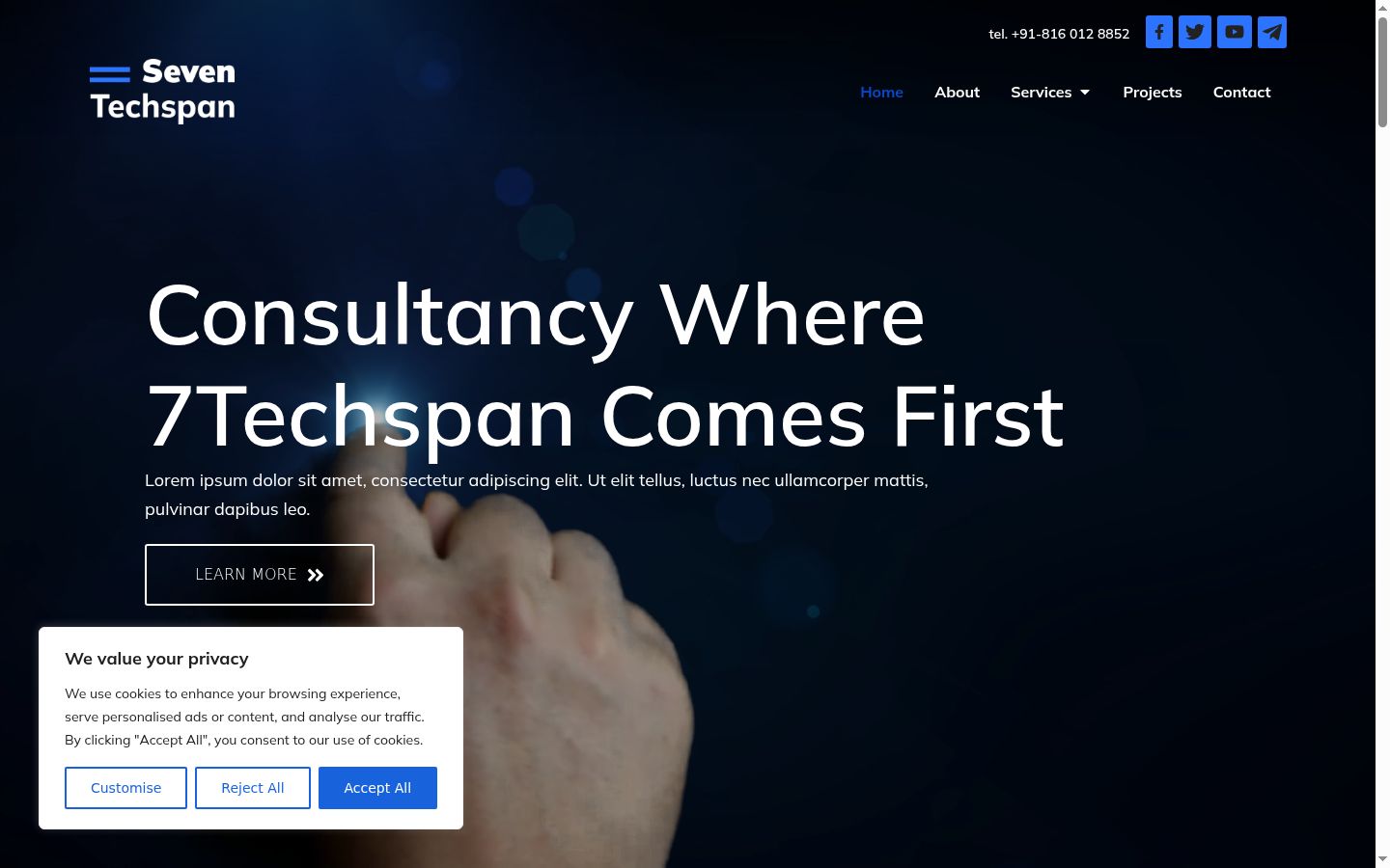 Screenshot of the consent banner shown before any interaction