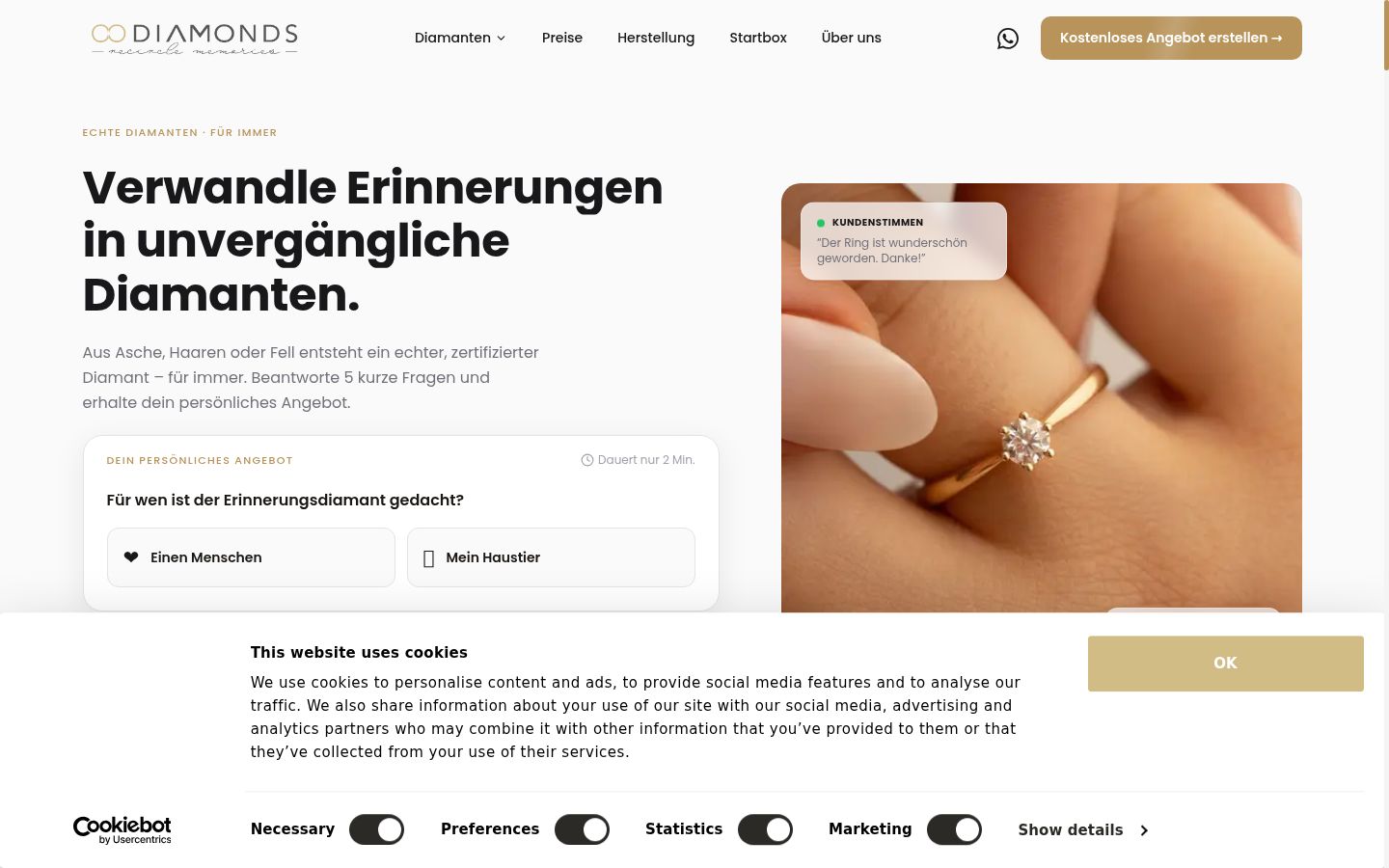 Screenshot van de toestemmingsbanner zoals getoond vóór enige interactie