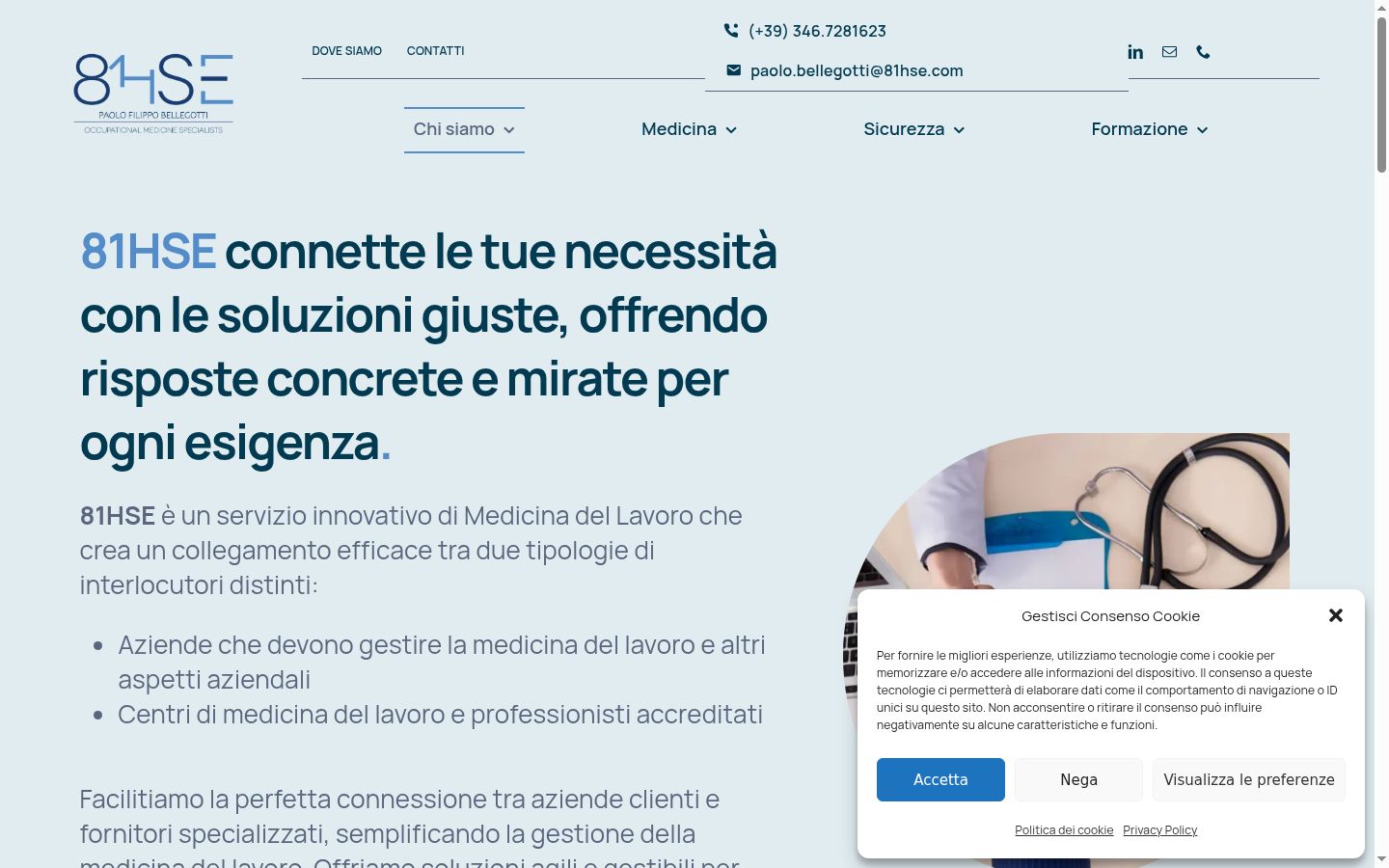 Screenshot del banner di consenso mostrato prima di qualsiasi interazione