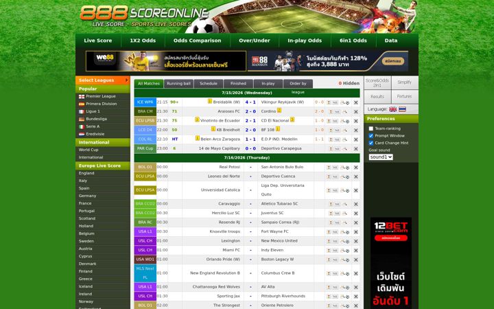 Snímek obrazovky 888scoreonline.net