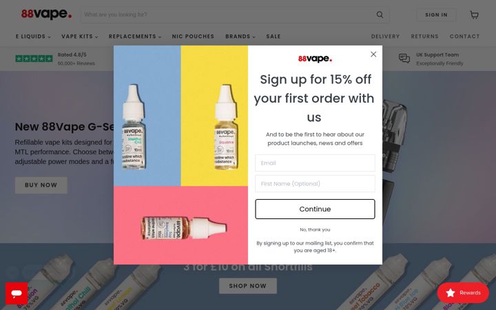 Screenshot of 88vape.com