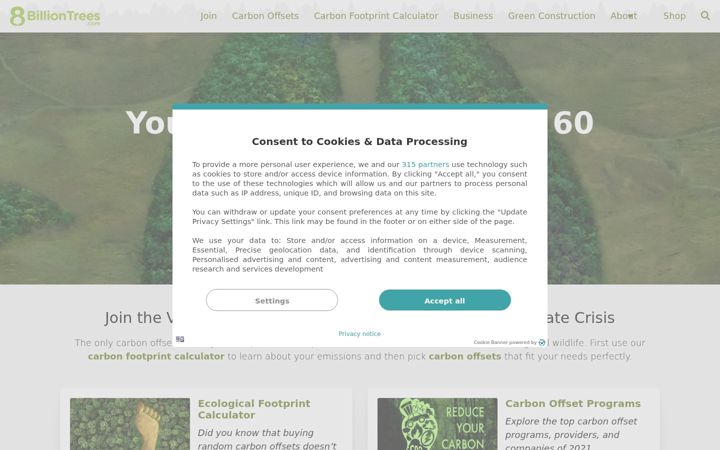 Screenshot von 8billiontrees.com
