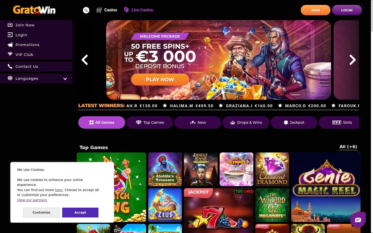 Screenshot of the consent banner shown before any interaction