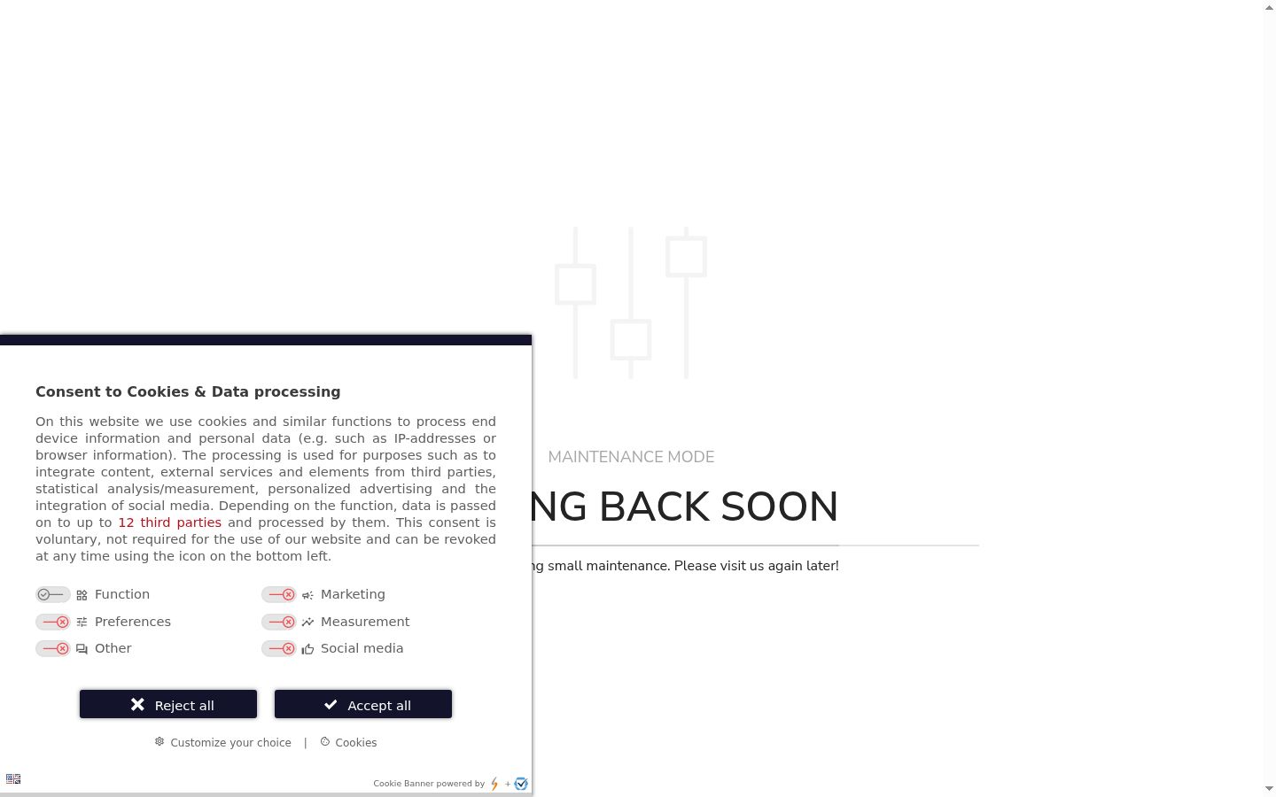 Screenshot tal-banner tal-kunsens muri qabel kwalunkwe interazzjoni