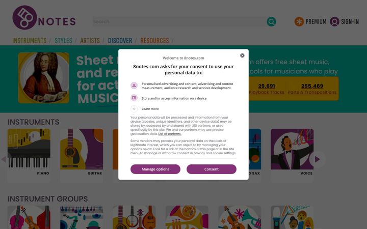 Screenshot of 8notes.com