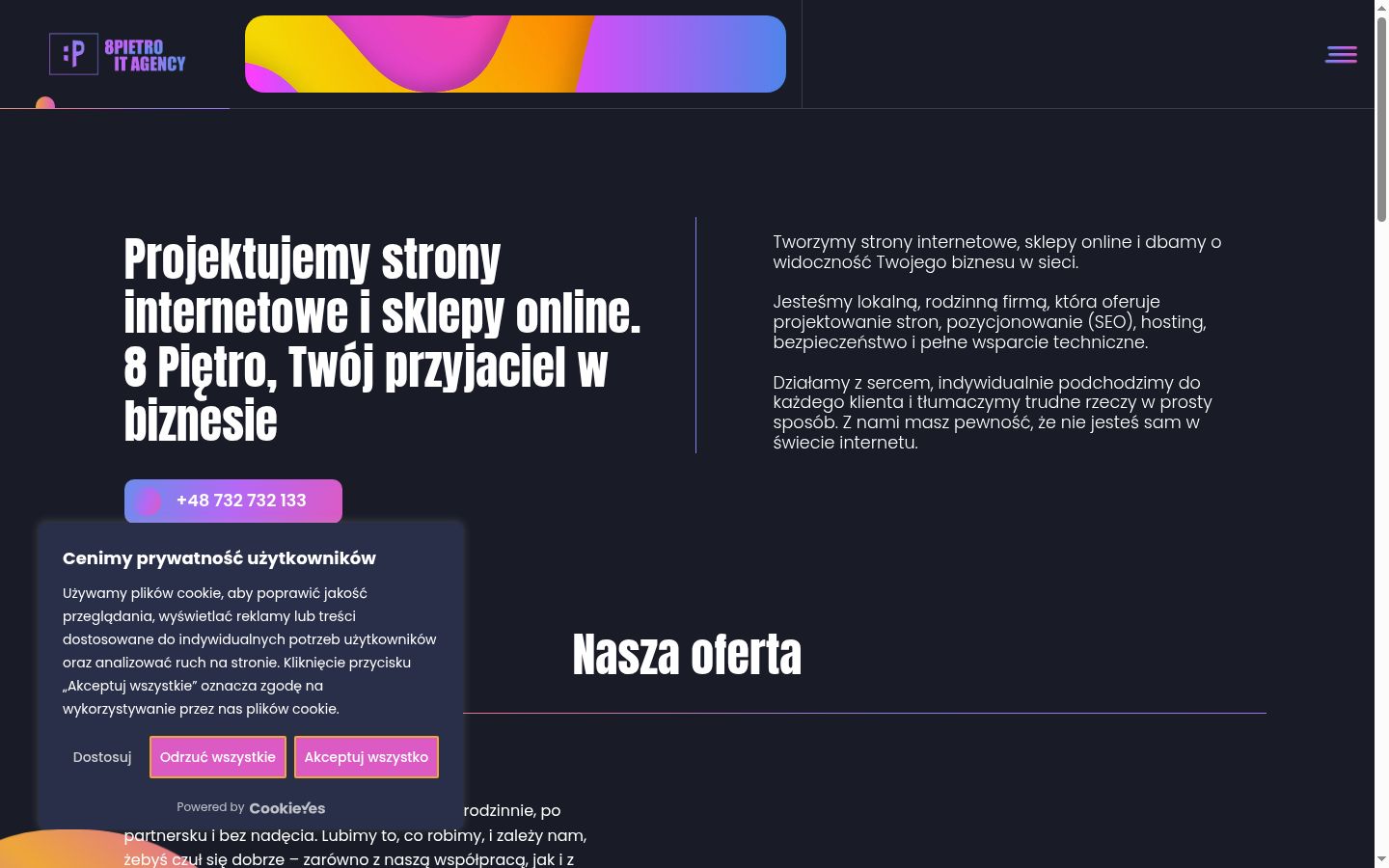 Screenshot del banner di consenso mostrato prima di qualsiasi interazione