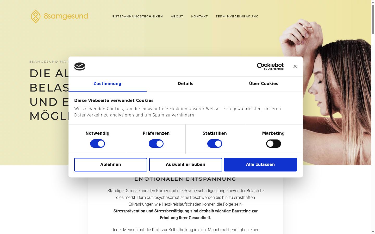 Sutikimo reklamjuostės, rodytos prieš bet kokią sąveiką, ekrano kopija