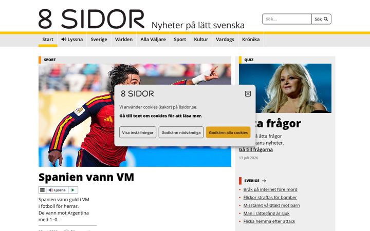 Screenshot of 8sidor.se
