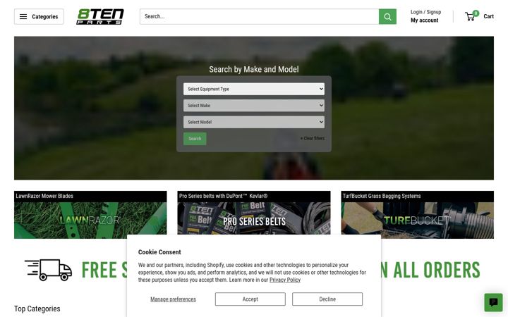 Screenshot of 8tenparts.com