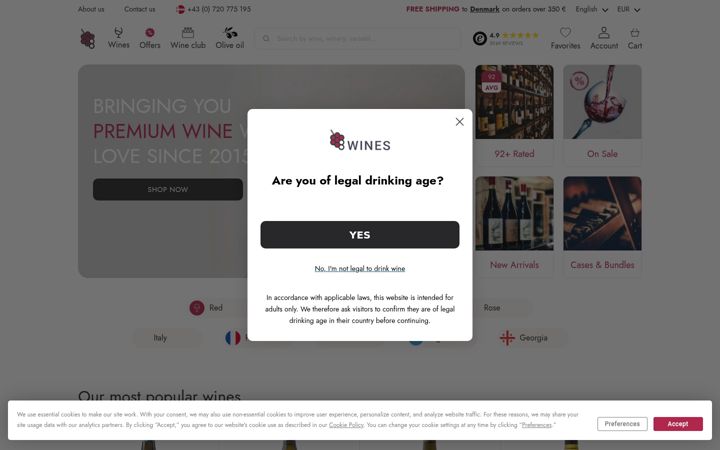 Screenshot of 8wines.com