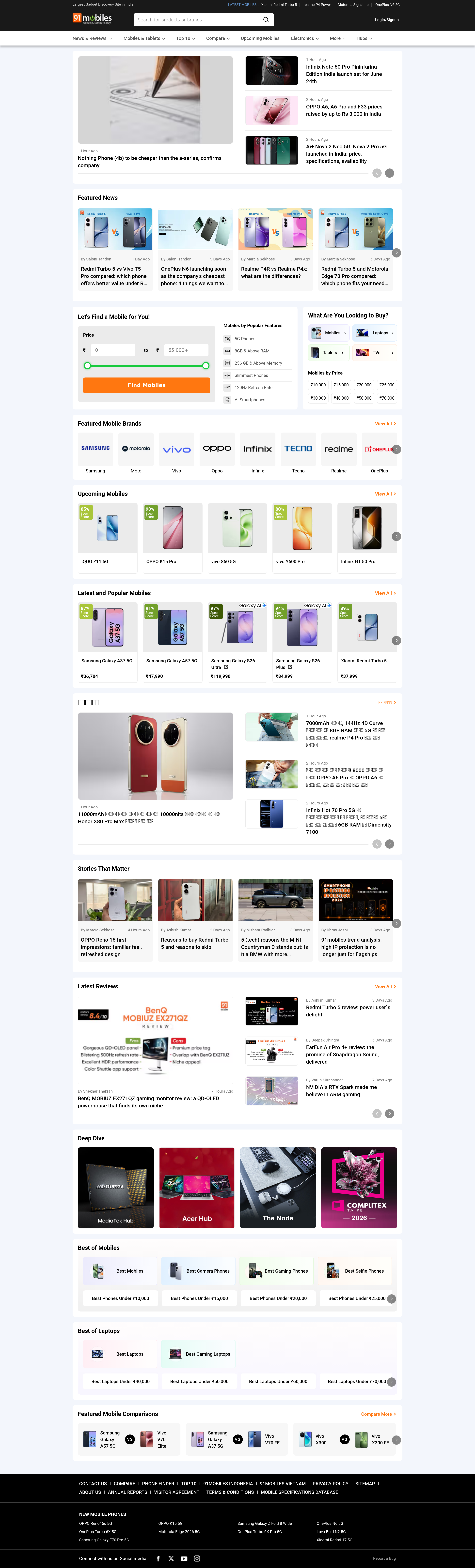 Screenshot of 91mobiles.com